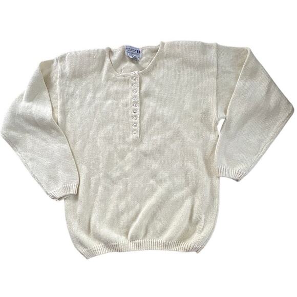 Vintage Club Sportif de Paris Cream Floral Button Knit Cardigan - Picture 4 of 8